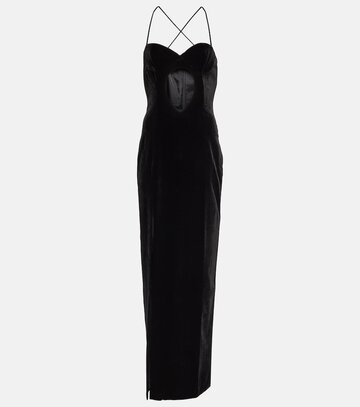 Alessandra Rich Cutout velvet gown in black