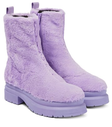 jw anderson faux fur ankle boots in purple