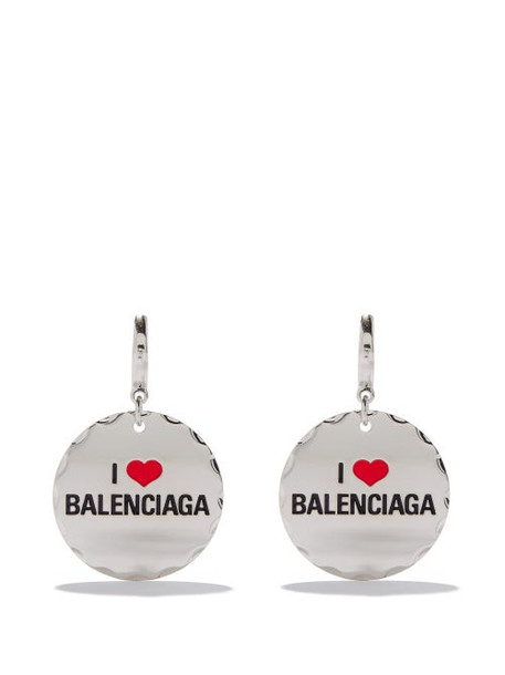 Balenciaga - I Love Balenciaga-logo Earrings - Womens - Silver
