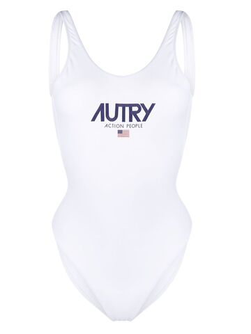 autry logo-print swimsuit - white