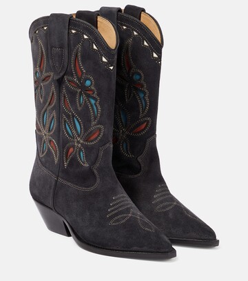 isabel marant duerto suede cowboy boots in black