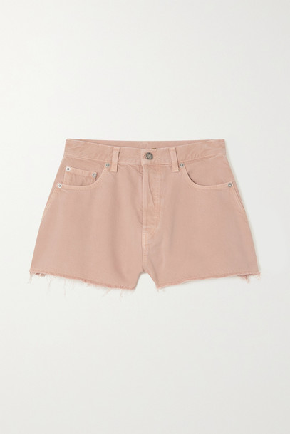 SAINT LAURENT - Frayed Denim Shorts - Pink