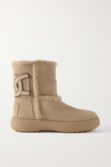 tod's - winter gommini shearling ankle boots - neutrals