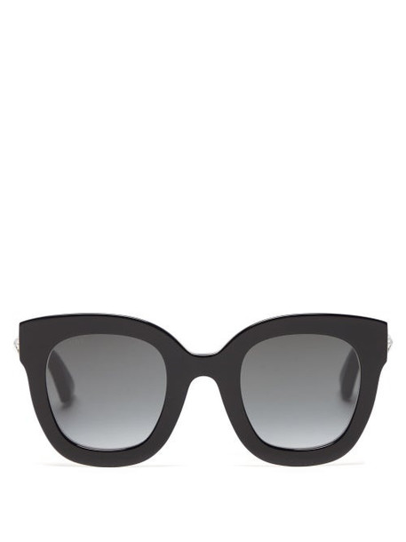 Gucci - Star-logo Cat-eye Acetate Sunglasses - Womens - Black