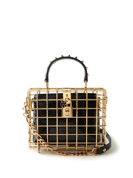 Dolce & Gabbana - Dolce Box Elaphe-pouch Box Bag - Womens - Black Gold