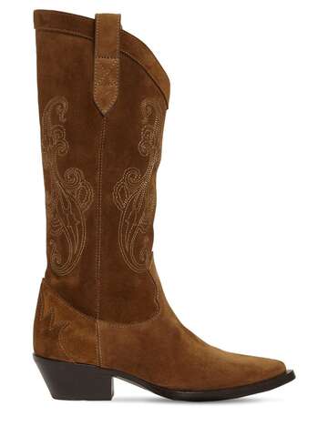 ETRO 40mm Western Suede Tall Boots in tan