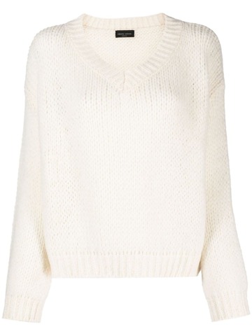 roberto collina v-neck wool-blend jumper - white