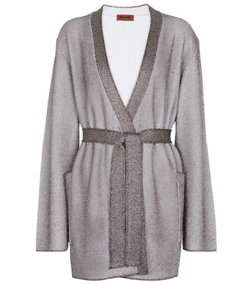 Missoni Belted wool-blend knit cardigan in grey