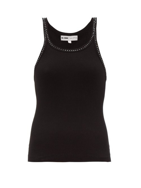 Re/done Originals - X The Attico Crystal Embellished Ribbed Tank Top - Womens - Black