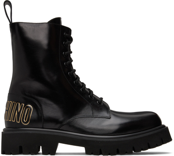 moschino black combat boots in nero