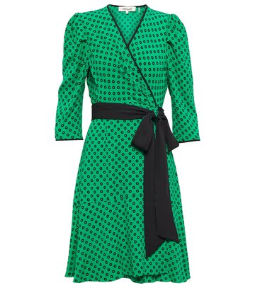 diane von furstenberg charlene polka-dot minidress in green