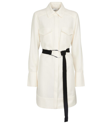 Victoria Victoria Beckham Long-sleeved belted wool minidress in white