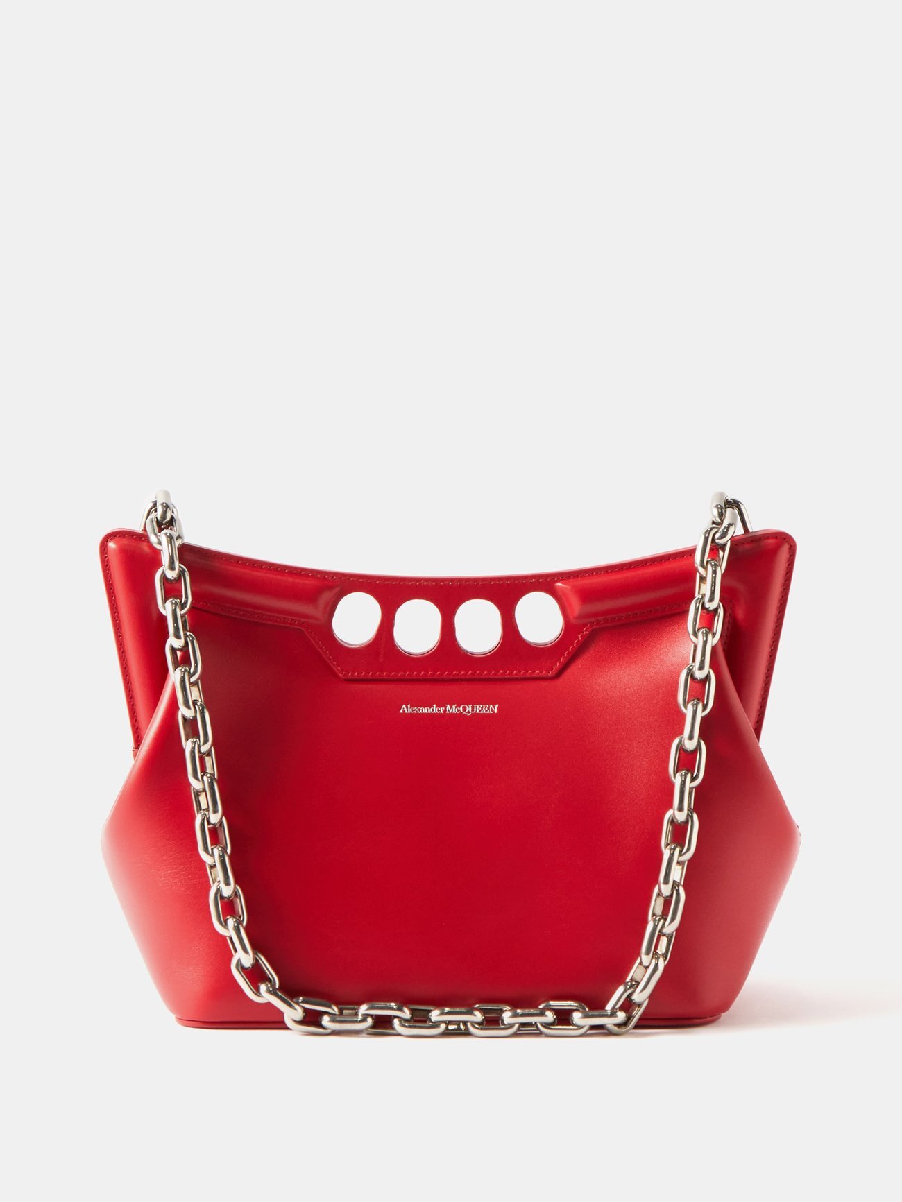Alexander Mcqueen - The Peak Small Leather Shoulder Bag - Womens - Red
