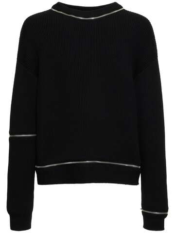 moschino zip wool knit sweater in black