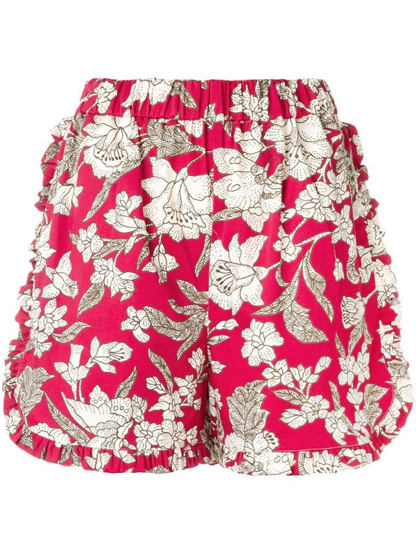 La Doublej Lilium ruffle shorts in red