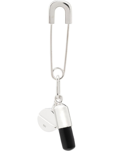 AMBUSH safety pin pill charm earring in silver