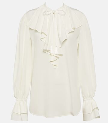 etro ruffled silk blouse in white