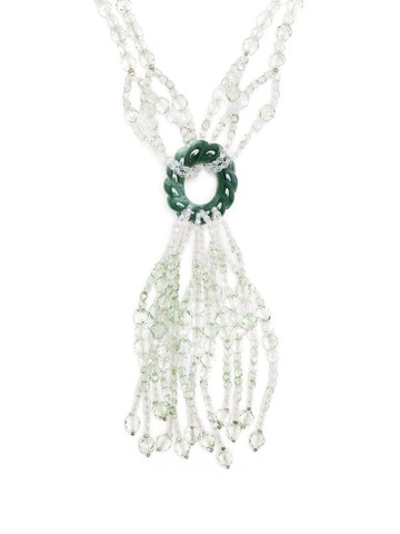 emporio armani bead-embellished fringed necklace - green