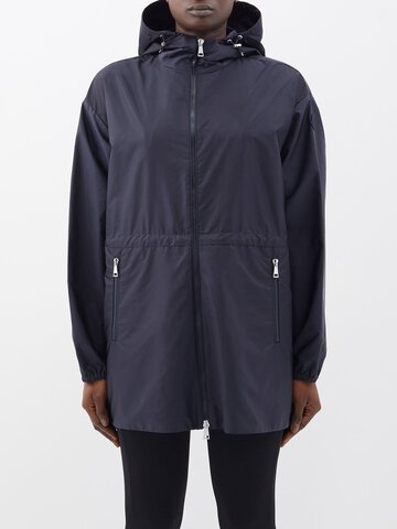 moncler - wete drawcord-waist nylon hooded jacket - womens - navy