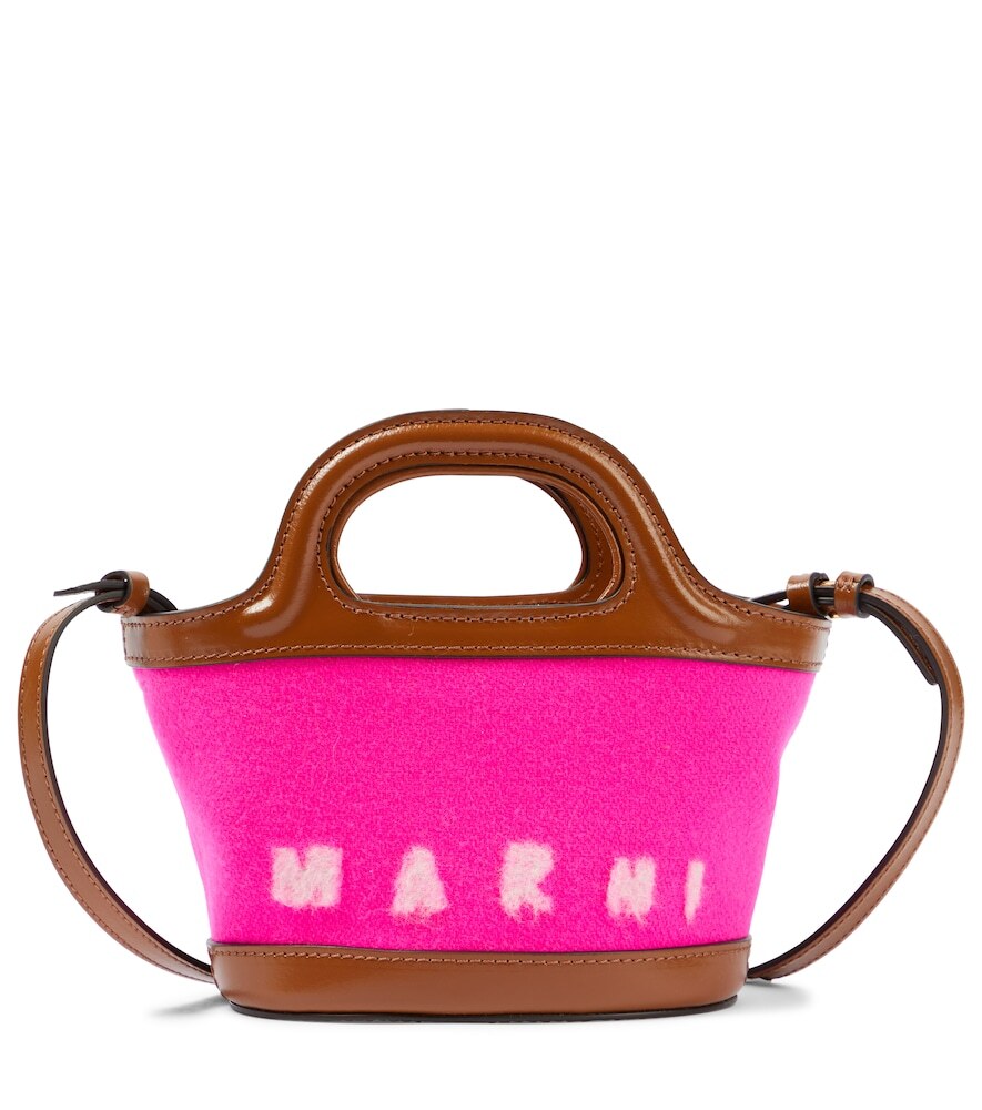 Marni Tropicalia Micro felt and leather bag in pink