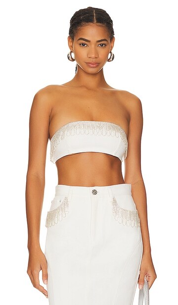 rotate embellished bandeau top in white