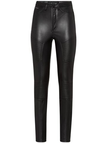 philipp plein quilted skinny-cut trousers - black
