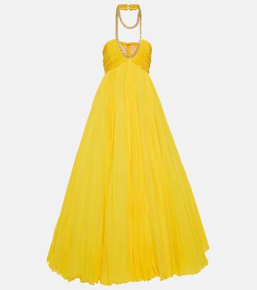 giambattista valli halterneck silk gown in yellow