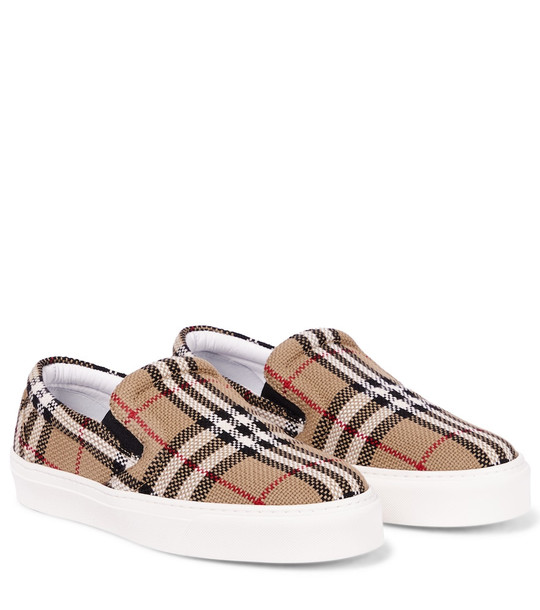 Burberry Vintage Check cotton slip-on sneakers in beige