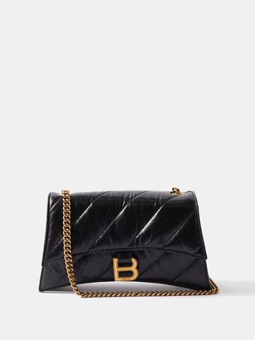 balenciaga - crush xs quilted-leather cross-body bag - womens - black