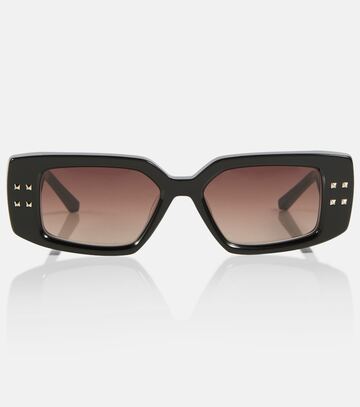 valentino v-cinque rectangular sunglasses in black