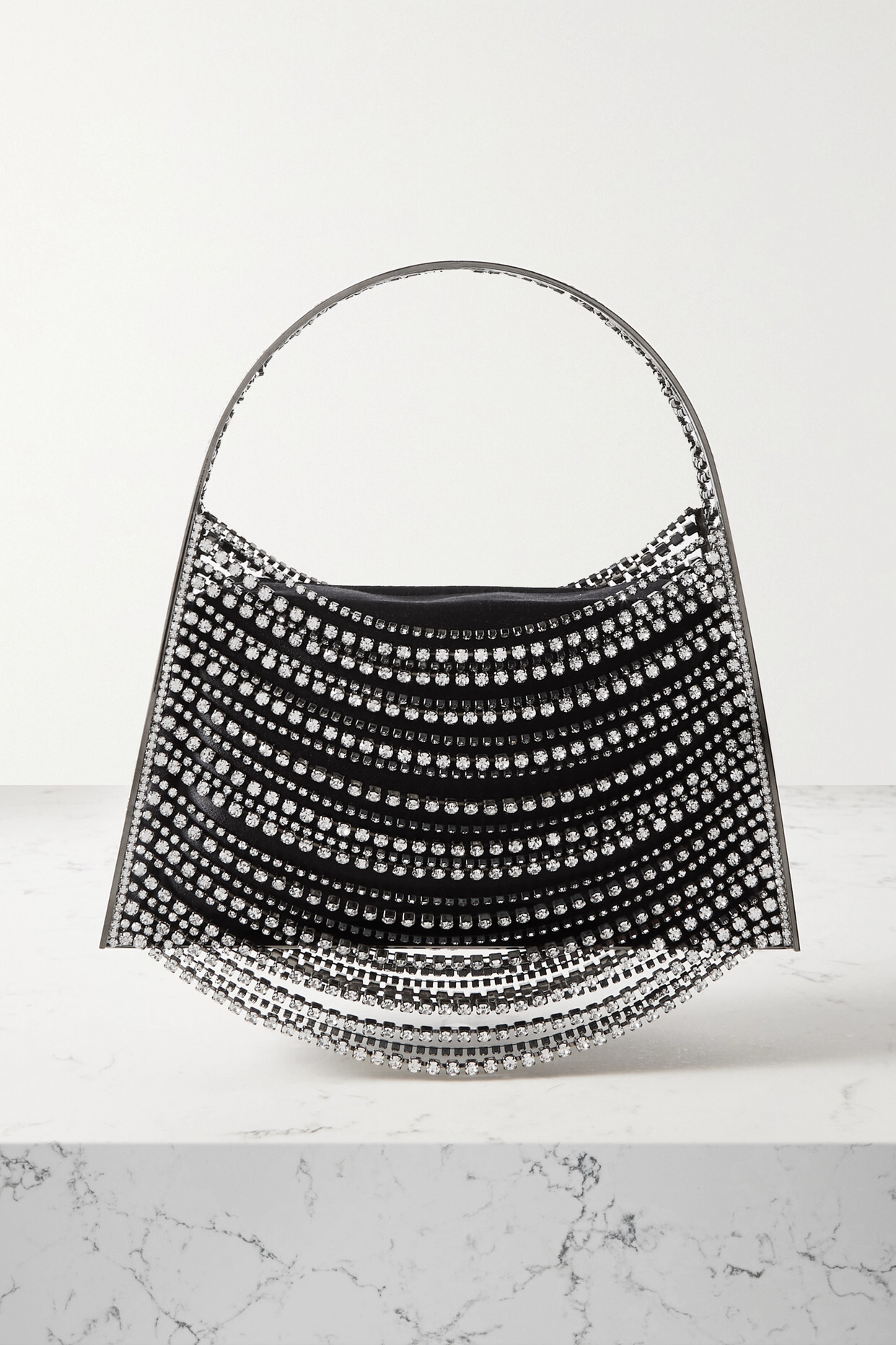 Benedetta Bruzziches - Lucia In The Sky Crystal-embellished Silver-tone And Satin Tote - Black