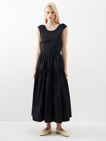 cecilie bahnsen - ruth open-back cotton sleeveless dress - womens - black