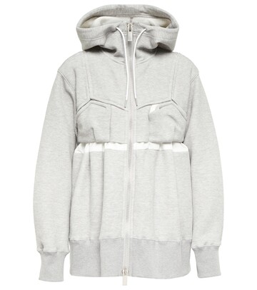 Sacai Cotton-blend jersey hoodie in grey