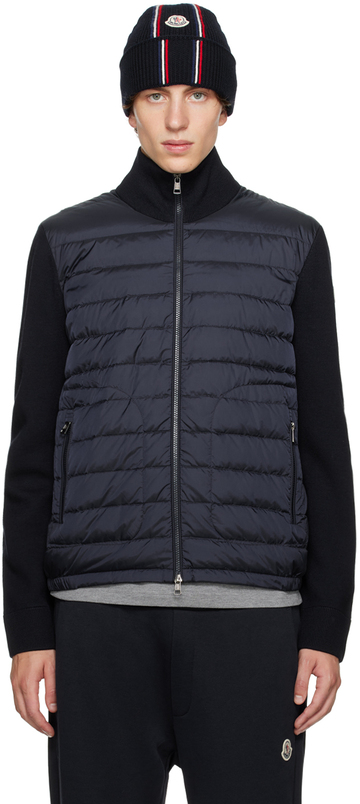 moncler navy quilted down jacket in blue