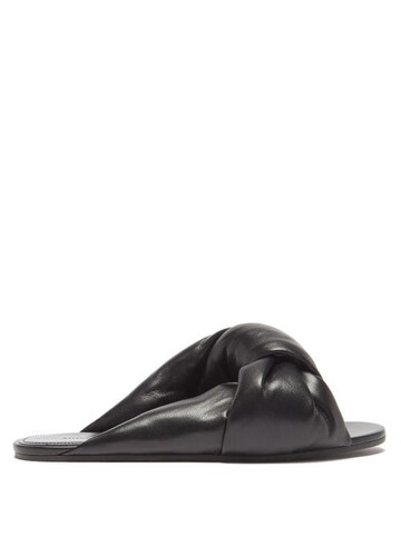 balenciaga - drapy knotted leather slides - womens - black