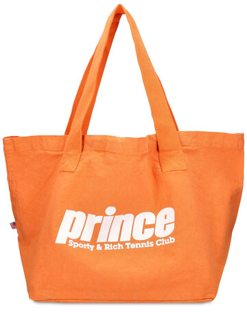 SPORTY & RICH Prince Sporty Nylon Tote Bag in orange / white