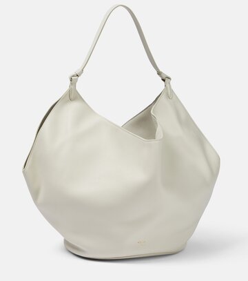 khaite lotus medium leather tote bag in white