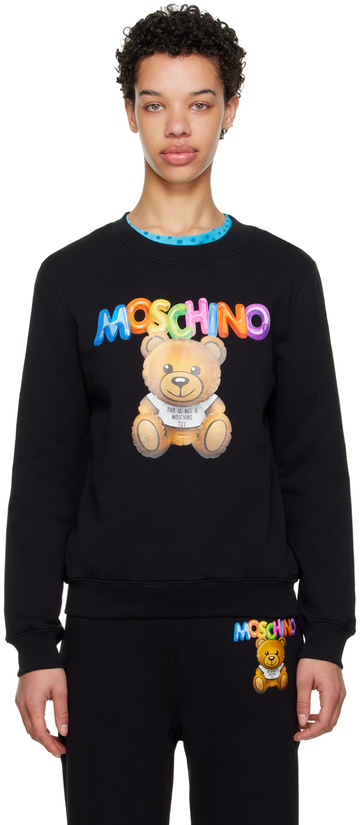 Moschino Black Inflatable Teddy Bear Sweatshirt in print
