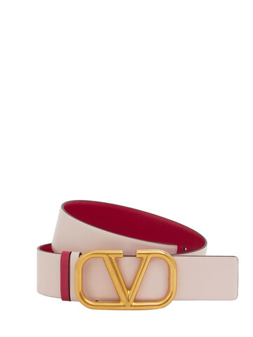 VALENTINO GARAVANI 4cm Reversible V Logo Leather Belt in rose