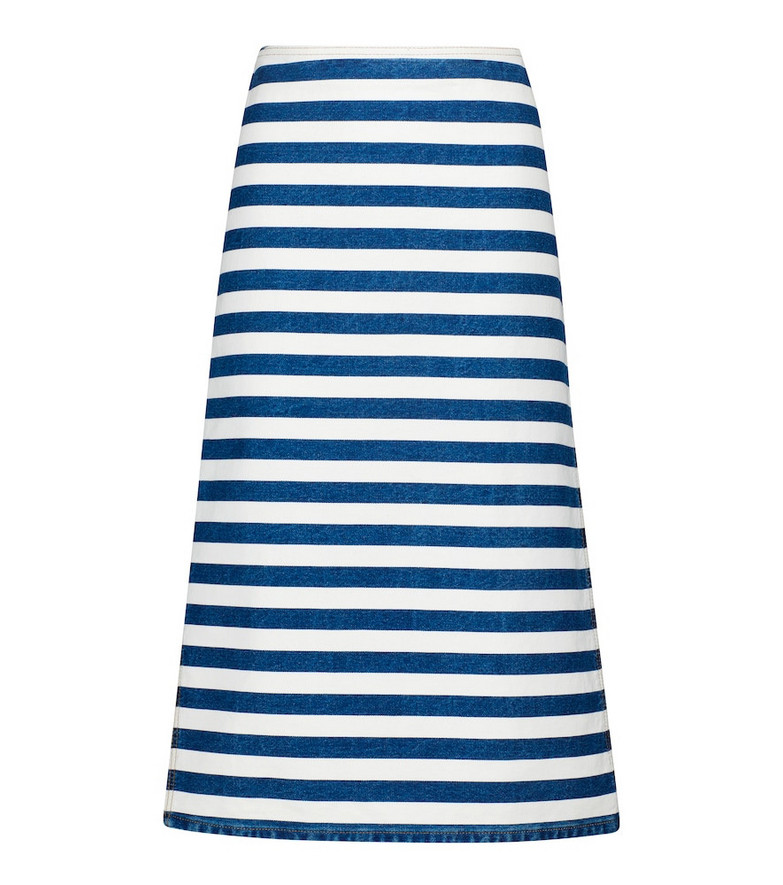 Prada Striped denim midi skirt in white