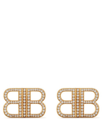 balenciaga - crystal bb earrings - womens - gold