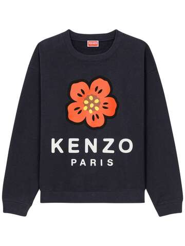 KENZO PARIS Printed Logo Cotton Jersey Sweatshirt in blue