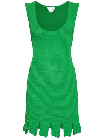 BOTTEGA VENETA Knit Mesh Sleeveless Mini Dress in green