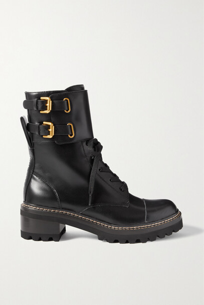 See By Chloé See By Chloé - Mallory Buckled Leather Ankle Boots - Black
