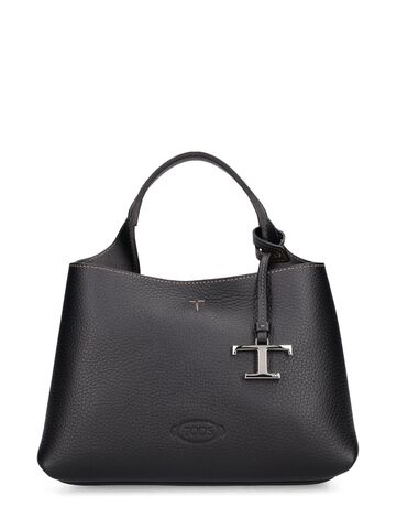 tod's micro top handle leather bag in black