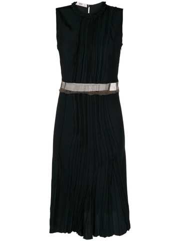 prada pre-owned pleated sleeveless silk dress - black