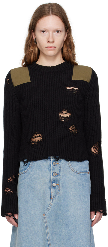 mm6 maison margiela black distressed sweater