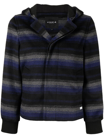SPORT b. by agnès b. SPORT b. by agnès b. knitted stripe hood jacket - Black