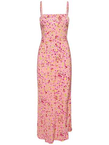 rotate floral print jacquard maxi slip dress in pink / multi