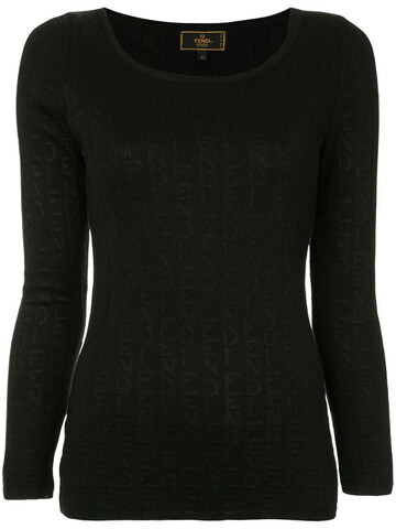 Fendi Pre-Owned logo-intarsia jumper in black
